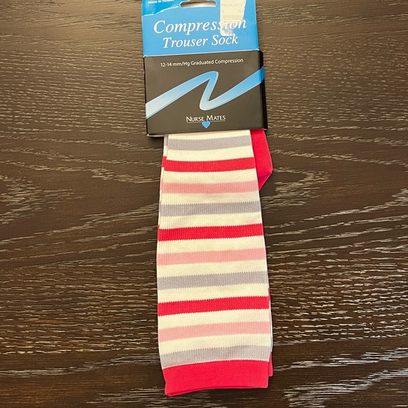 NWT Nurse Mates Compression Socks - Pink Stripes - Picture 1 of 4